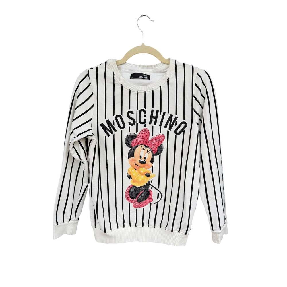 Love Moschino Striped Minnie Mouse Rhinestone Sweatshirt - Small